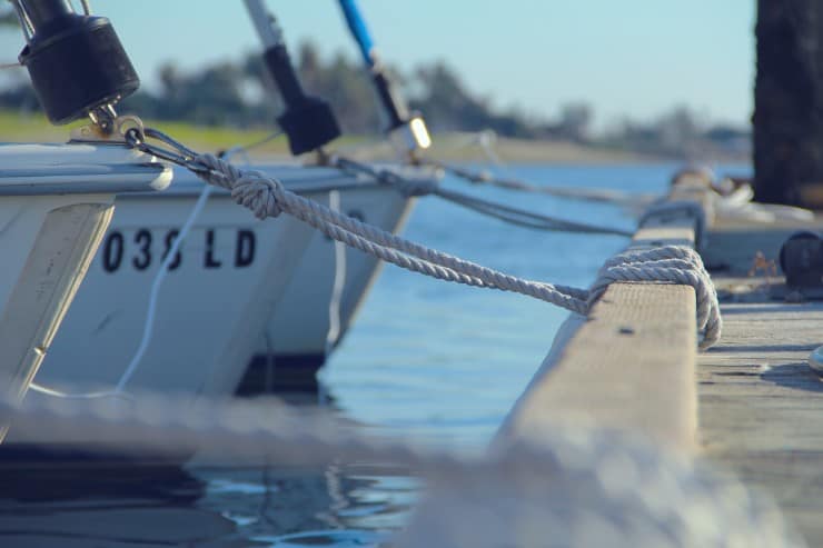boats tied to quay