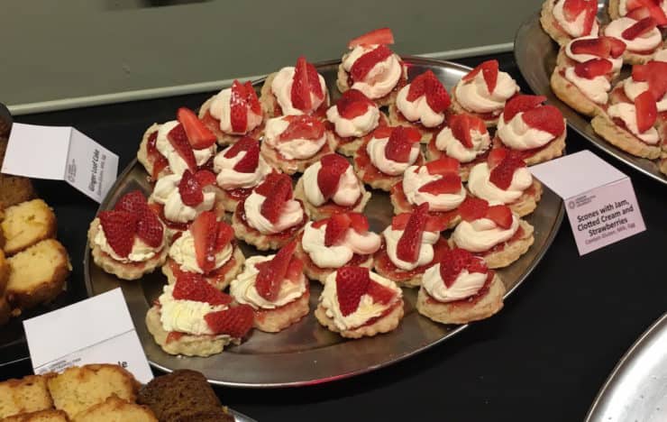scones with jam cream and strawberries