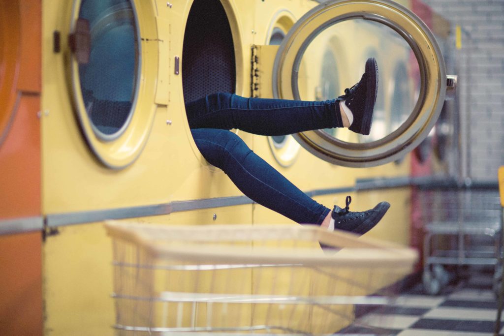 Women stuck in laundry drier