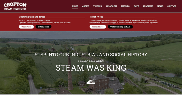 Crofton Beam Engines website home page.