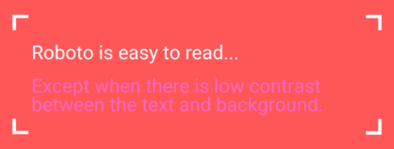 example of low contrast between text and background colour making it difficult to read