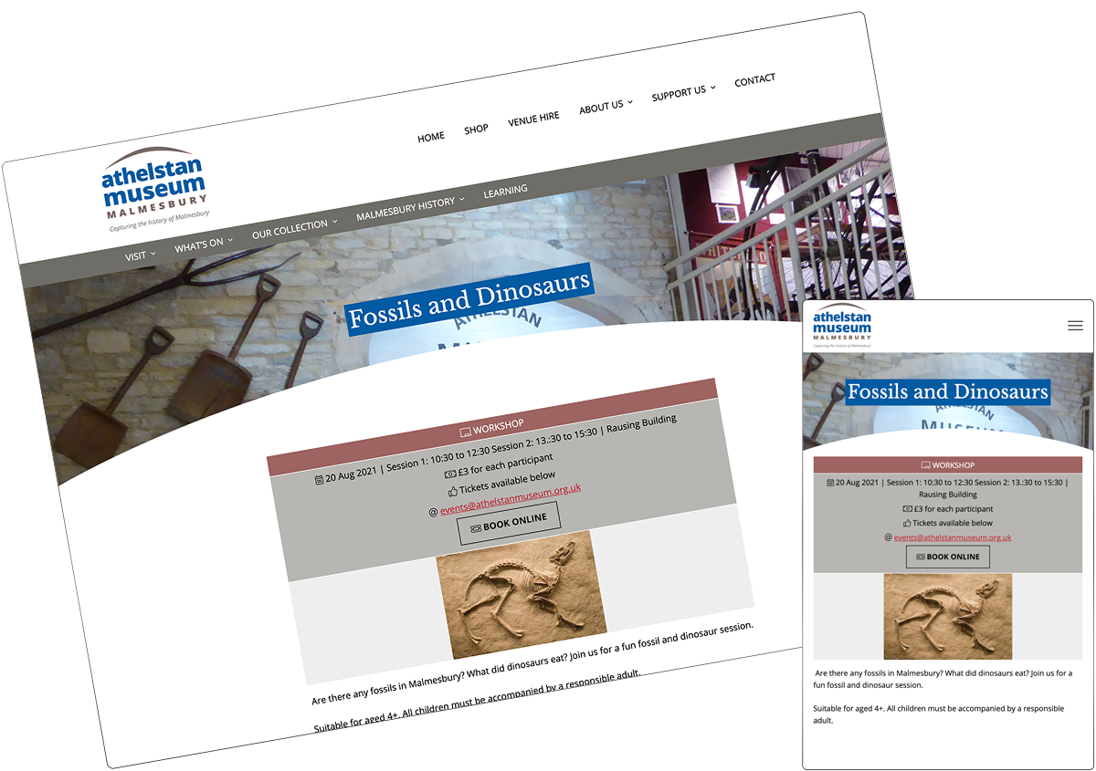 Athelstan museum desktop and mobile screen