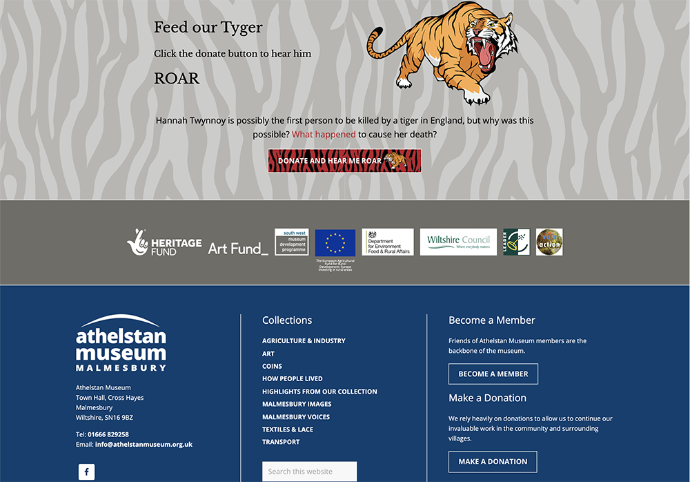 Athelstan Museum feed tyger donation