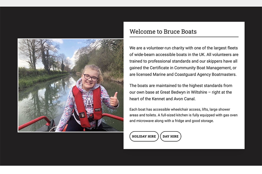 Bruce Boats hire screen