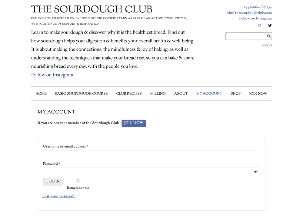 Sourdough Club member login