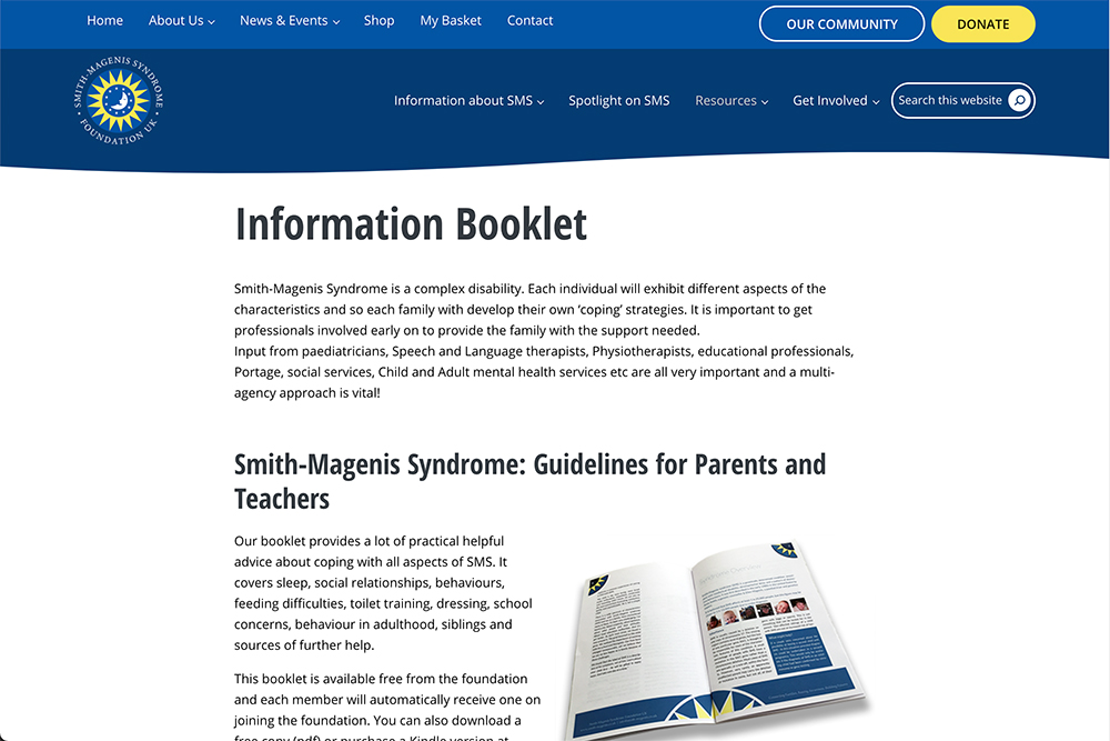 SMS Foundation booklet screen