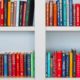 Books on a white shelf