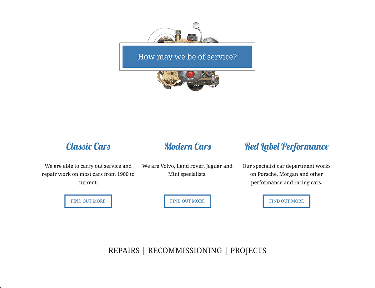 Cadley Garage services section
