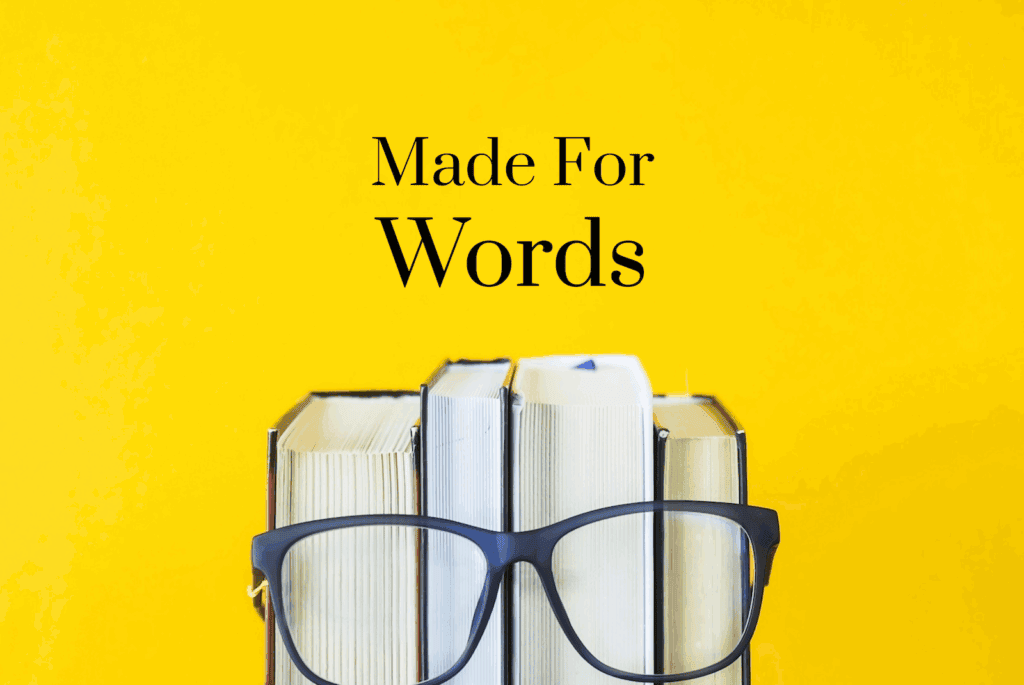 Made For Words logo on yellow background