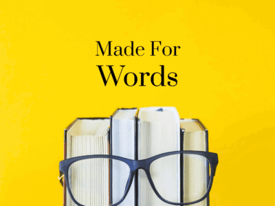 Made For Words logo on yellow background